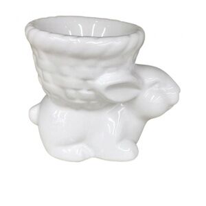 🐣$5🐣NEW FESTIVE VOICE Bunny Ceramic Egg Holder White